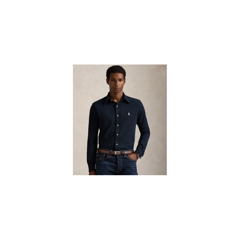 Camisa de seda natural o cotó egipsi blau marí o blanc
